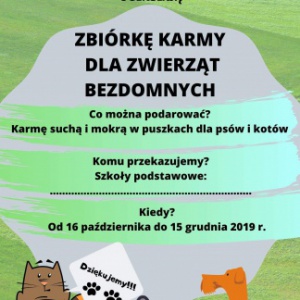 Uwaga - zbiórka karmy w szkołach i świetlicach w gminie Barwice!
